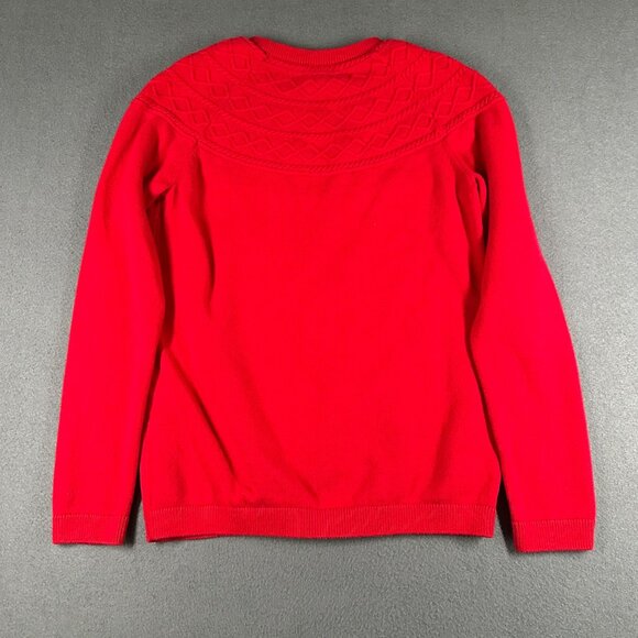 Talbots Sweater Womens Small Red Cashmere Blend Textured Yoke Knit Crewneck - Picture 7 of 8